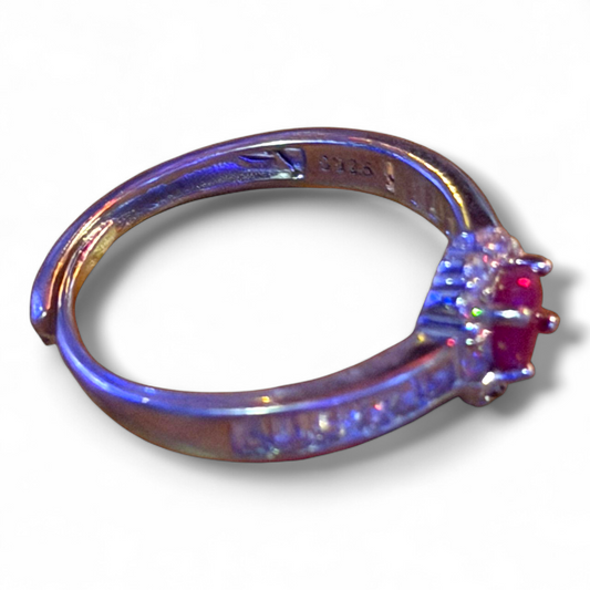 Natural Red Ruby Silver Ring