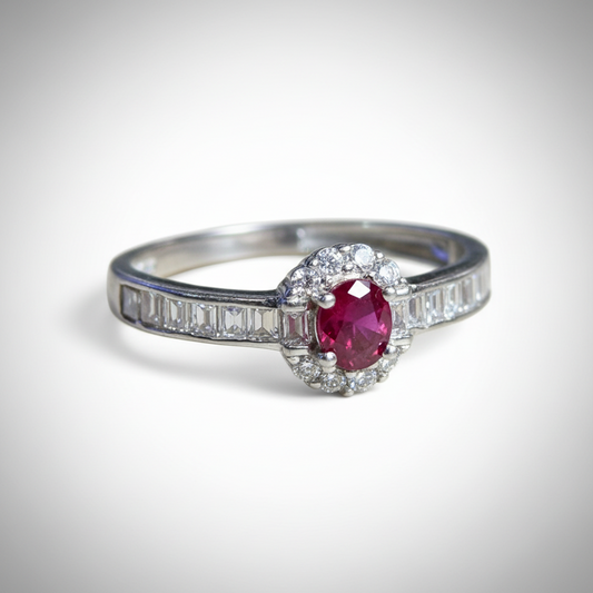 Natural Red Ruby Silver Ring